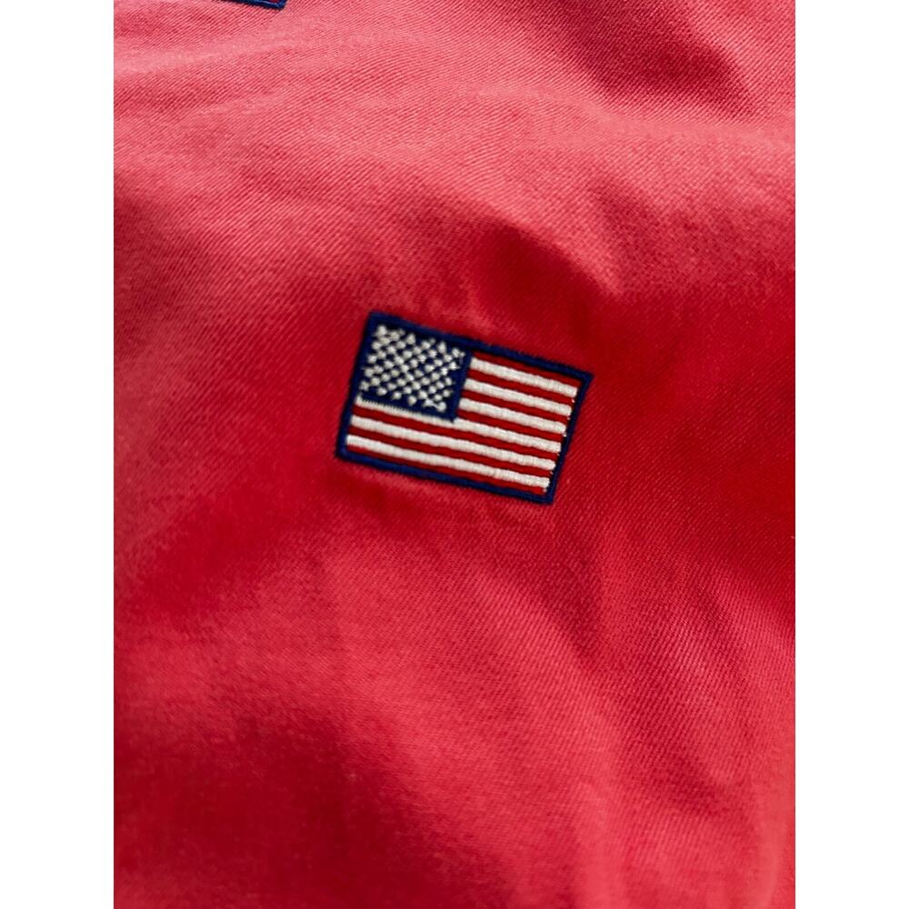 Castaway Nantucket Island Flag Embroidered Shorts Men’s 46 Red Pink Cotton USA - Picture 2 of 10